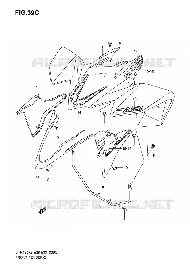 FRONT FENDER (LT-R450ZK8) Suzuki QUAD 450 QUADRACER 2010  LT-R450L0(E28/E33)