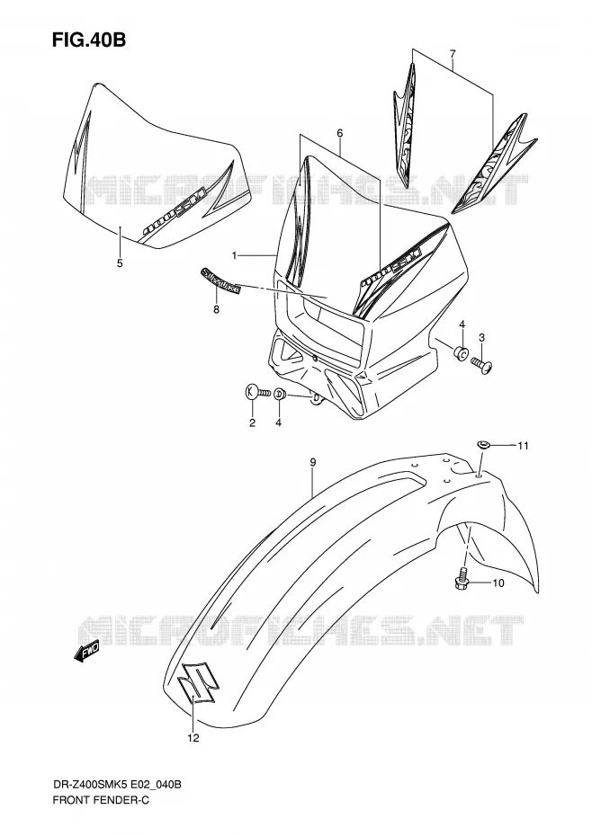 FRONT FENDER (MODEL K7/K8) Suzuki MOTO 400 DR-Z 2008  DR-Z400SMK8(E2)