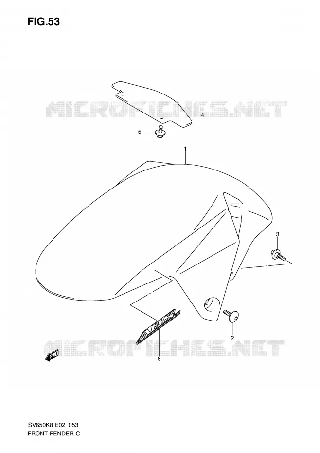 FRONT FENDER (MODEL K8) Suzuki MOTO 650 SV 2009  SV650SUK9(E2)