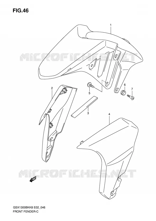 FRONT FENDER (WITHOUT ABS,MODEL K8/K9) Suzuki MOTO 1300 B-KING 2009  GSX1300BKK9(E2)
