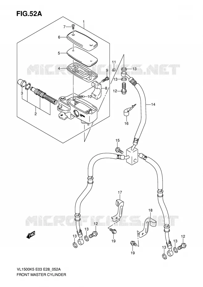 FRONT HOOFDREMCILINDER (MODEL K7/K8/K9) Suzuki MOTO 1500 BOULEVARD 2007  VL1500K7(E3/E28)
