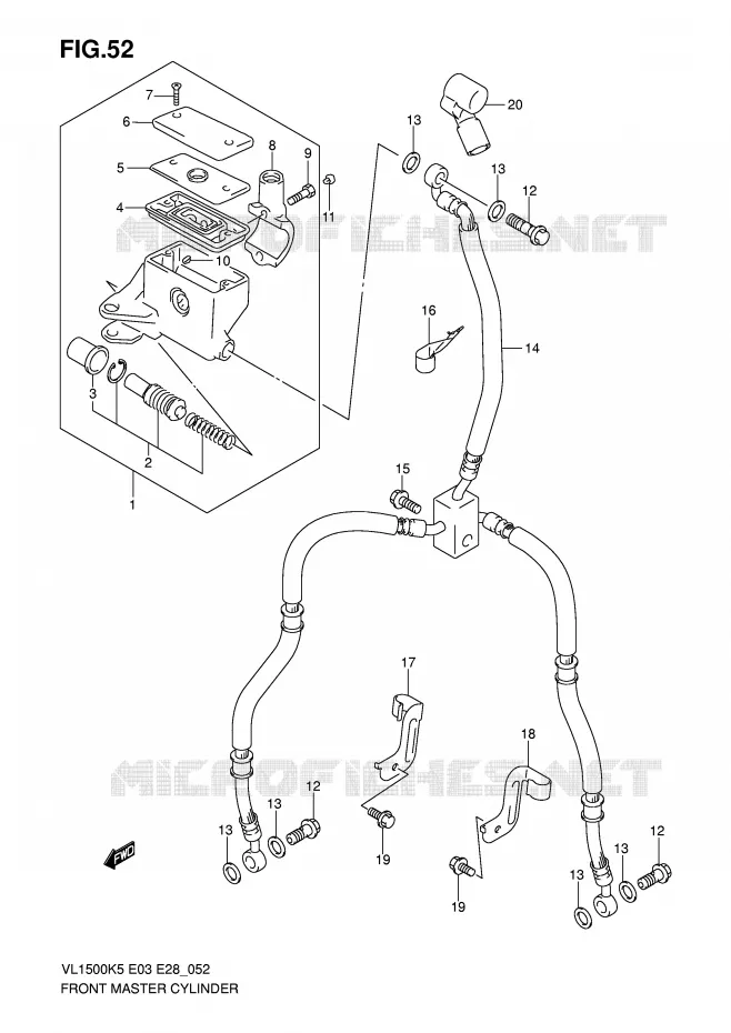 FRONT HOOFDREMCILINDER (MODELE K5/K6) Suzuki MOTO 1500 BOULEVARD 2009  VL1500TK9(E3/E28)