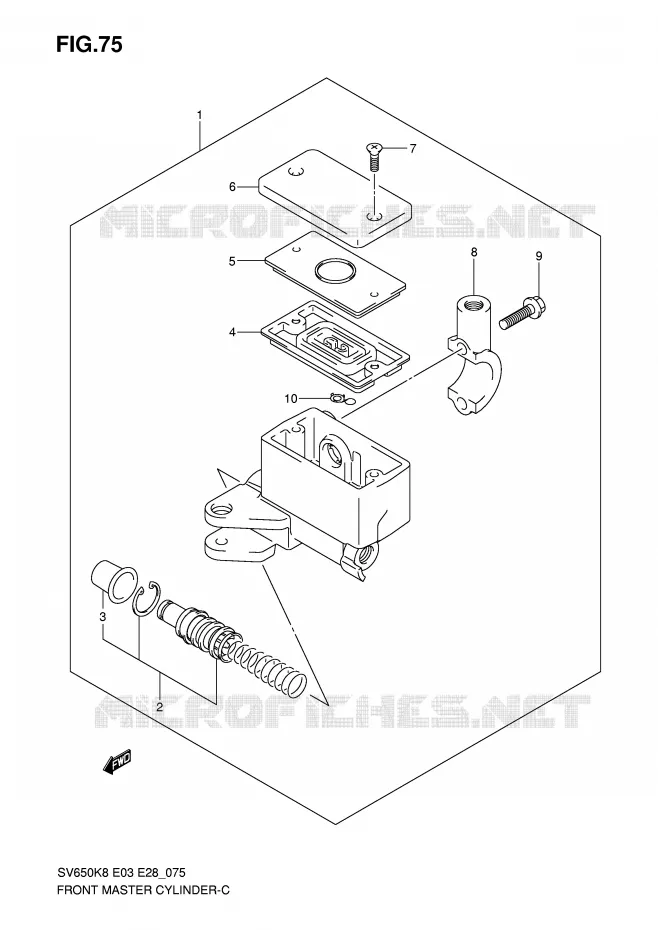 FRONT HOOFDREMCILINDER (SV650AK8/AK9/SL0) Suzuki MOTO 650 SV 2008  SV650K8(E3/E28)