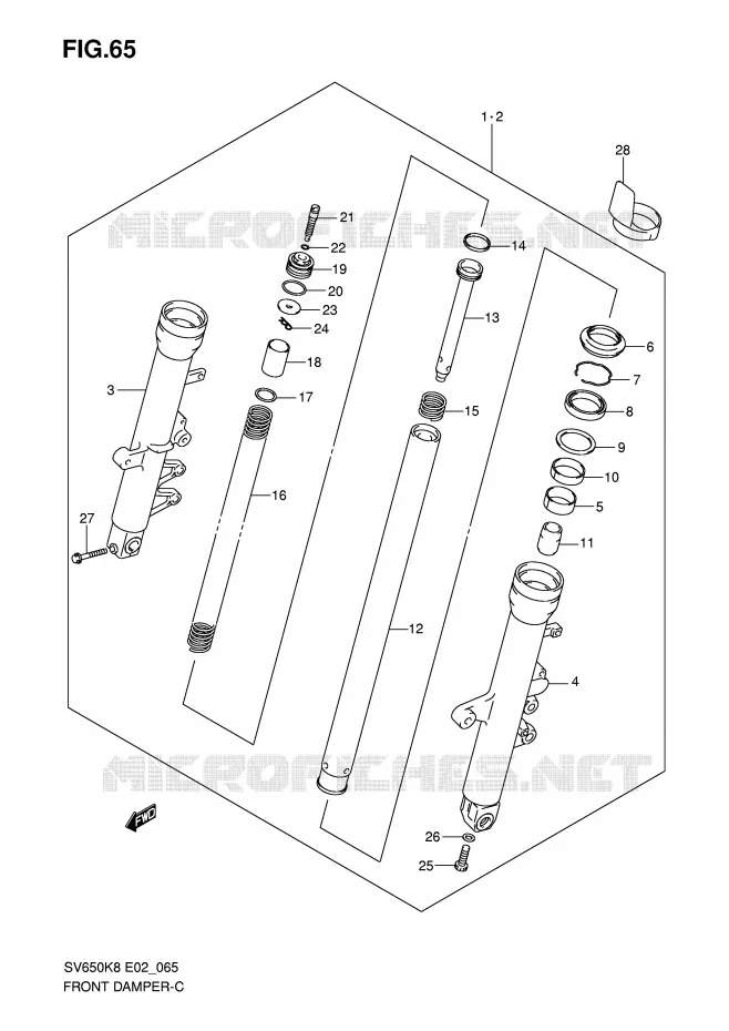 FRONT SCHOKDEMPER Suzuki MOTO 650 SV 2008  SV650UK8(E2)