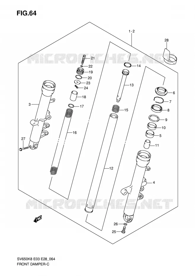FRONT SCHOKDEMPER Suzuki MOTO 650 SV-S 2009  SV650SAK9(E3/E28)