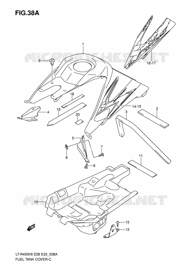 FUEL TANK COVER (MODEL K8) Suzuki QUAD 450 QUADRACER 2006  LT-R450K6(E28/E33)