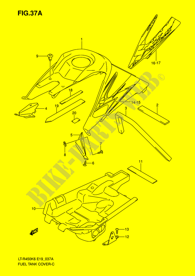 FUEL TANK COVER (MODEL K8) voor Suzuki QUADRACER 450 2010