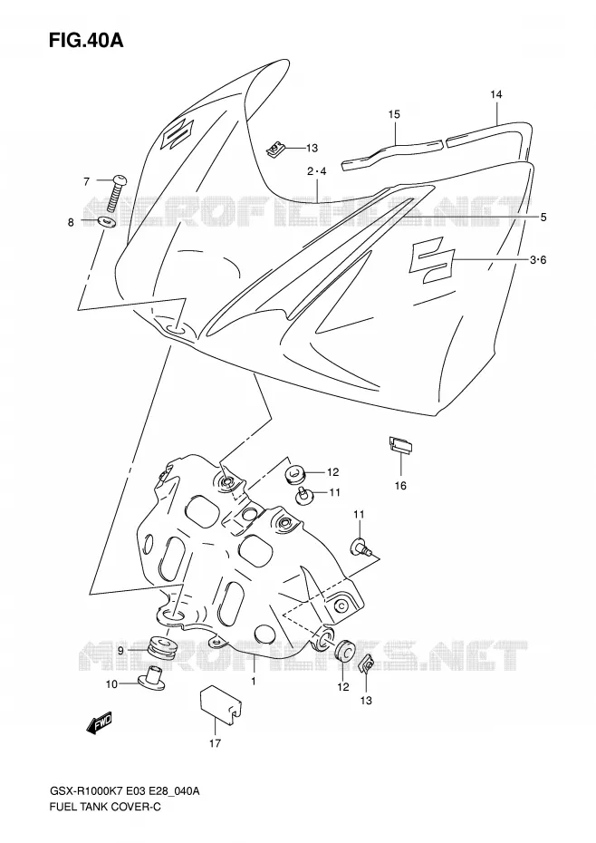FUEL TANK VOORKLEP (MODEL K8) Suzuki MOTO 1000 GSX-R 2008  GSX-R1000 K8 (E28)