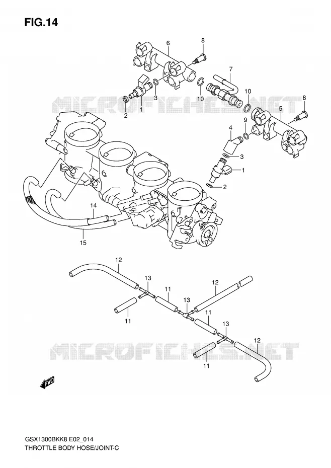 GASKLEPHUIS SLANG / JOINT Suzuki MOTO 1300 B-KING 2009  GSX1300BKK9(E2)
