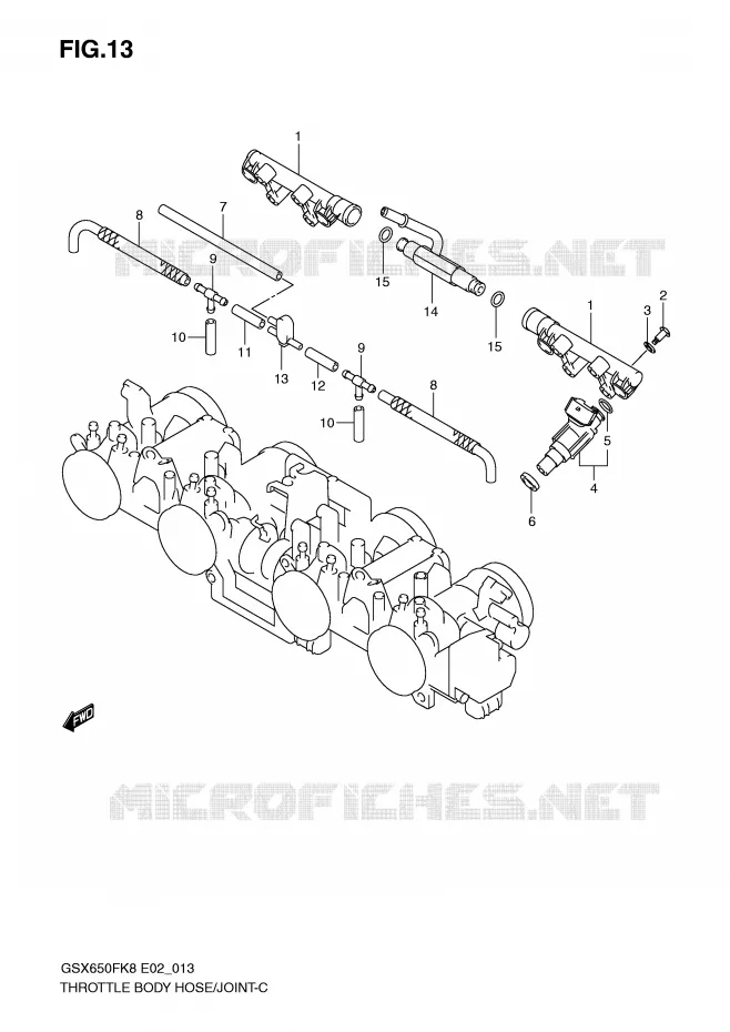 GASKLEPHUIS SLANG / JOINT Suzuki MOTO 650 GSX-F 2009  GSX650FUK9(E2)