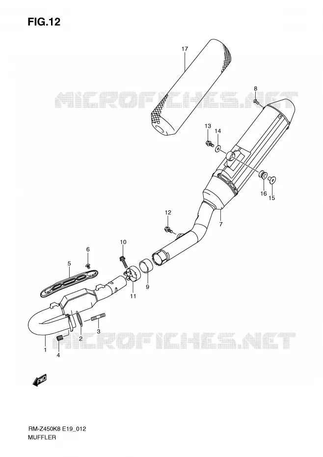 GELUIDDEMPER (RM-Z450K8/K9) Suzuki MOTO 450 RM-Z 2009  RM-Z450K9(E19)