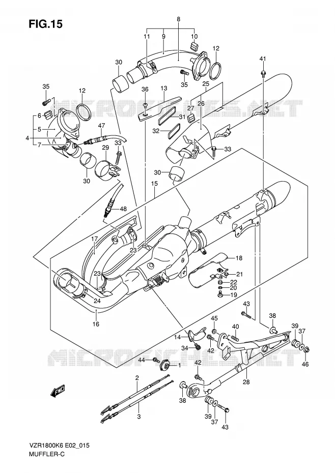 GELUIDDEMPER (VZR1800K6/U2K6/K7/U2K7/ZK7/ZU2K7/NK8/NU2K8) Suzuki MOTO 1800 INTRUDER 2007  VZR1800ZU2K7(E2)