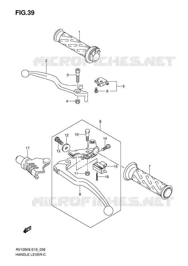 HANDGRIPS - LEVERS Suzuki MOTO 125 VAN-VAN 2009  RV125K9(E19)