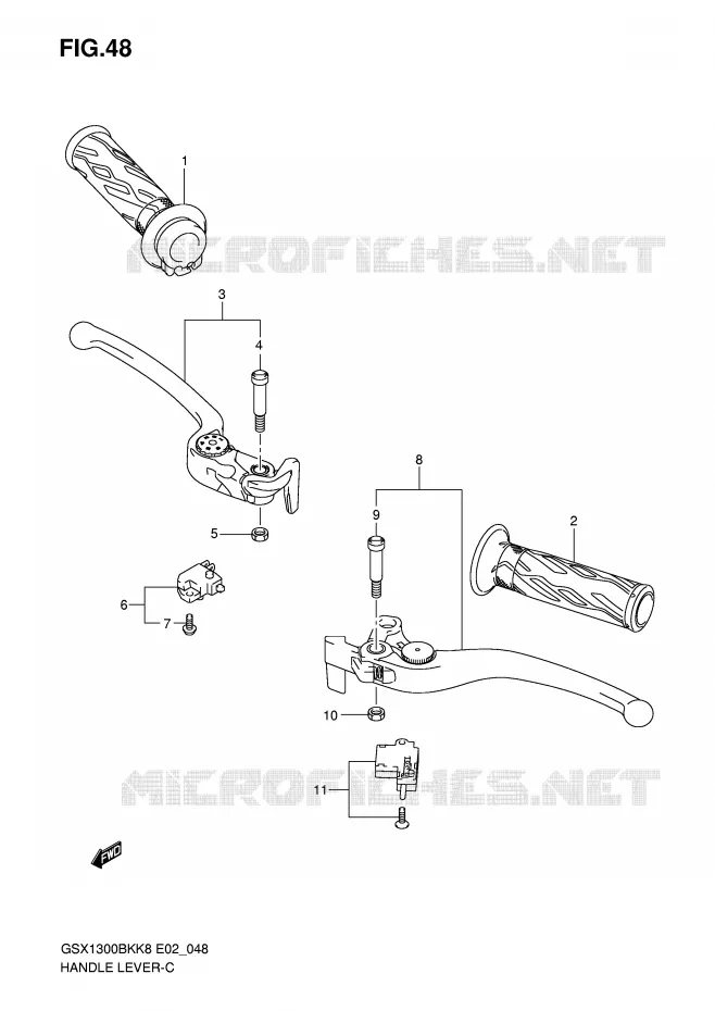 HANDGRIPS - LEVERS Suzuki MOTO 1300 B-KING 2009  GSX1300BKU2K8(E2)