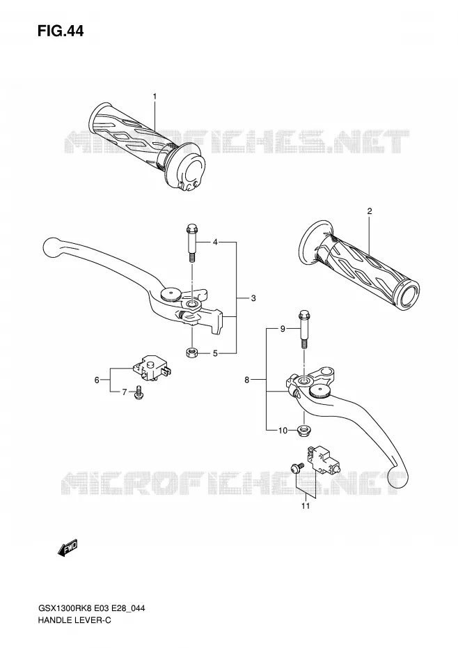HANDGRIPS - LEVERS Suzuki MOTO 1300 HAYABUSA 2008  GSX1300RK8(E3/E28)