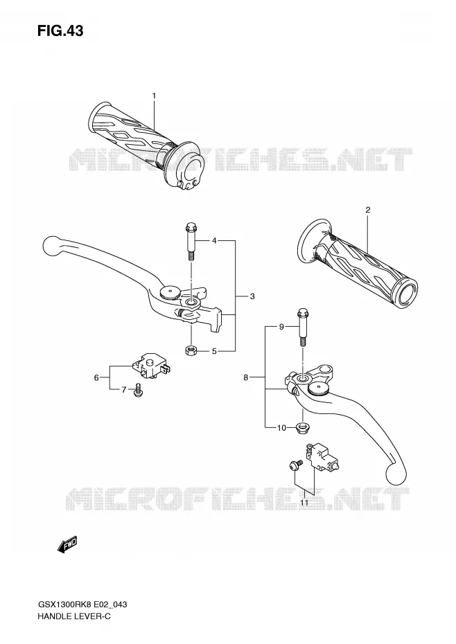 HANDGRIPS - LEVERS Suzuki MOTO 1300 HAYABUSA 2008  GSX1300RU2K8(E2)