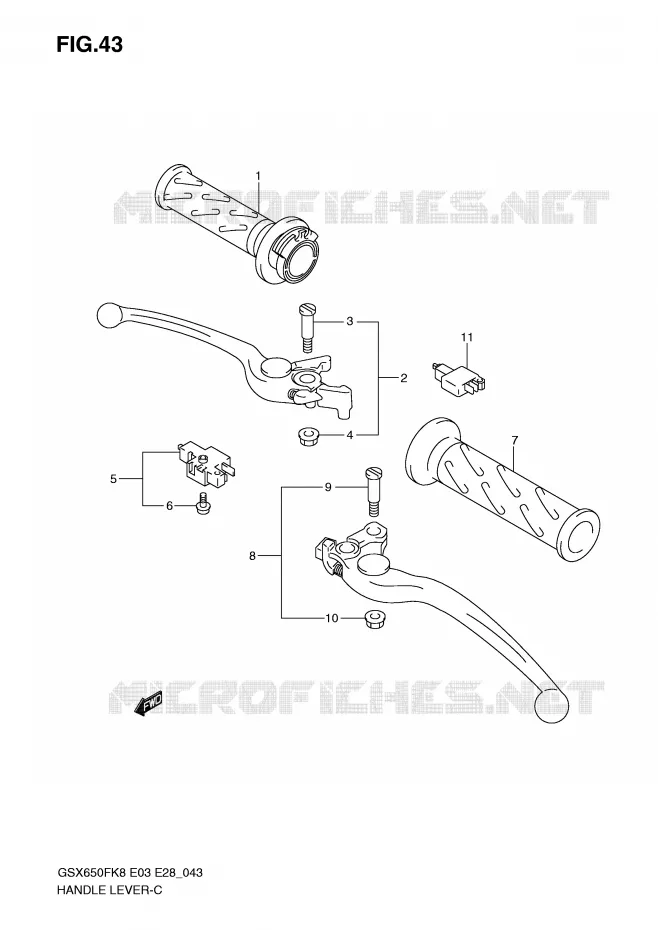 HANDGRIPS - LEVERS Suzuki MOTO 650 GSX-F 2008  GSX650FK8(E3/E28)