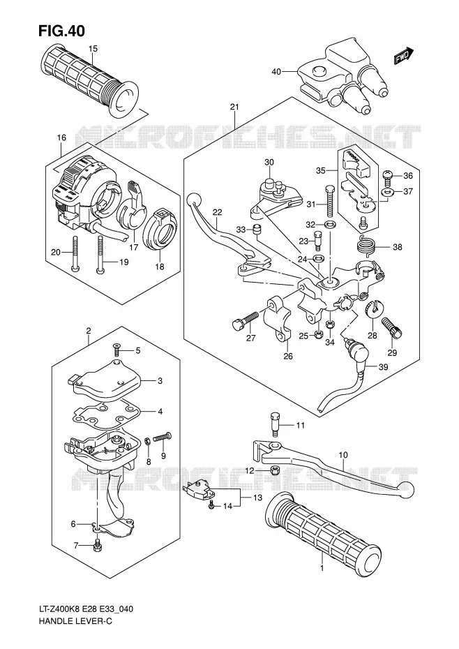 HANDGRIPS - LEVERS Suzuki QUAD 400 QUADSPORT 2008  LT-Z400ZK8(E28/E33)