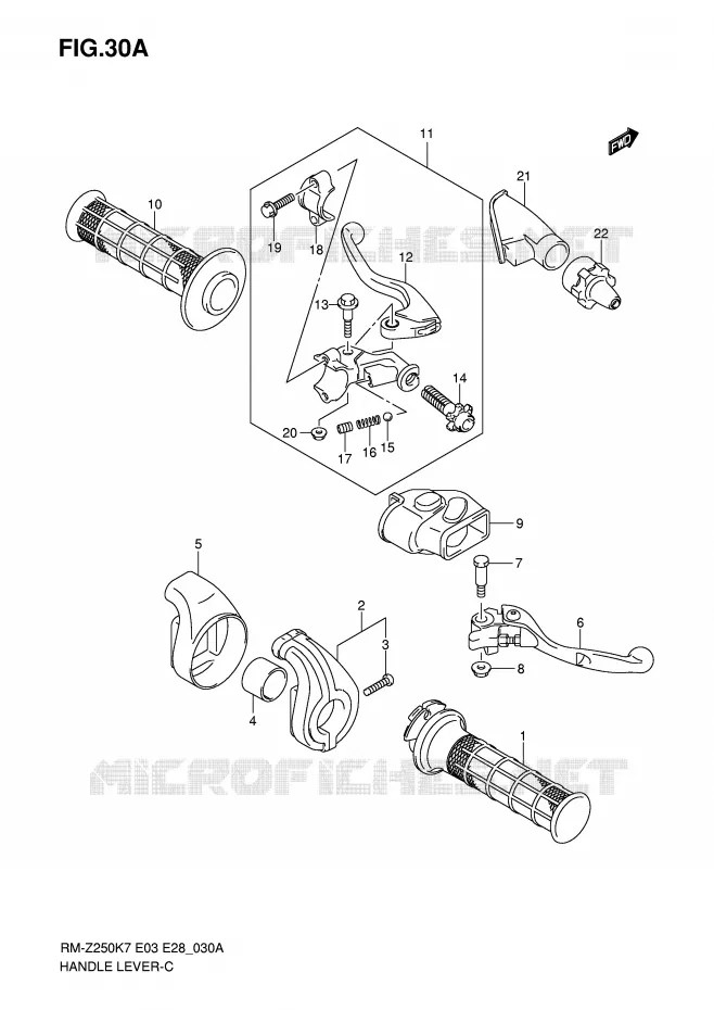 HEFBOMEN - HANDGRIPS (MODEL K8/K9) Suzuki MOTO 250 RM-Z 2007  RM-Z250K7(E3/E28)