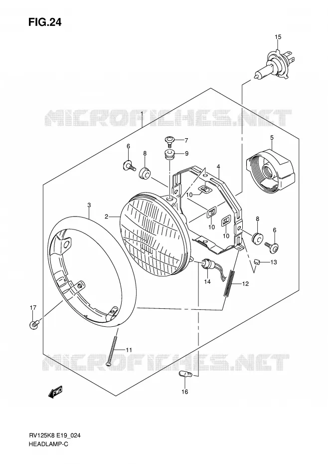 KOPLAMP (E2) Suzuki MOTO 125 VAN-VAN 2012  RV125L0(E19)