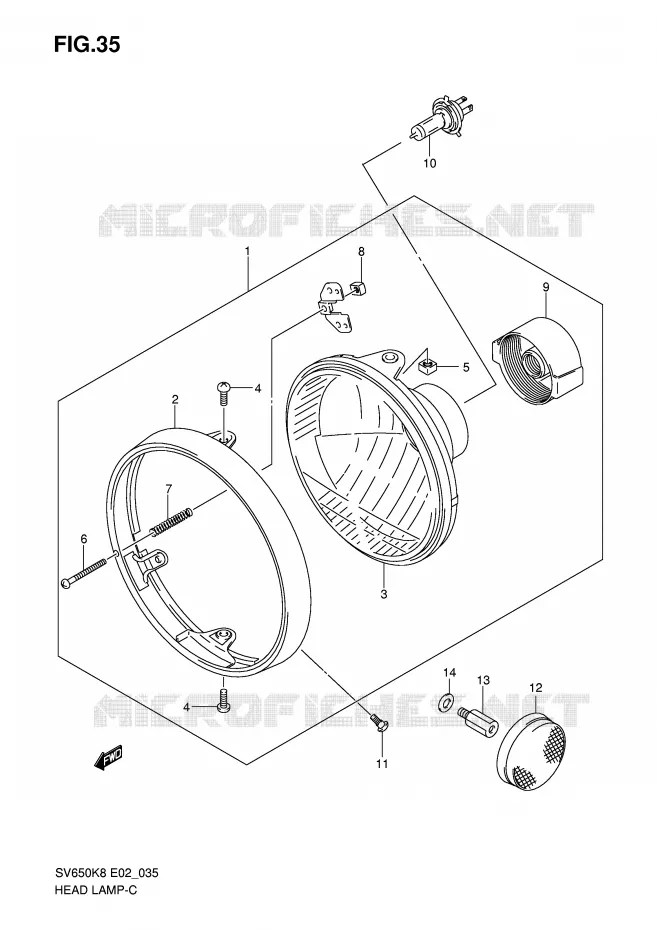 KOPLAMP (SV650K8/AK8 E24) Suzuki MOTO 650 SV 2009  SV650SAK9(E2)