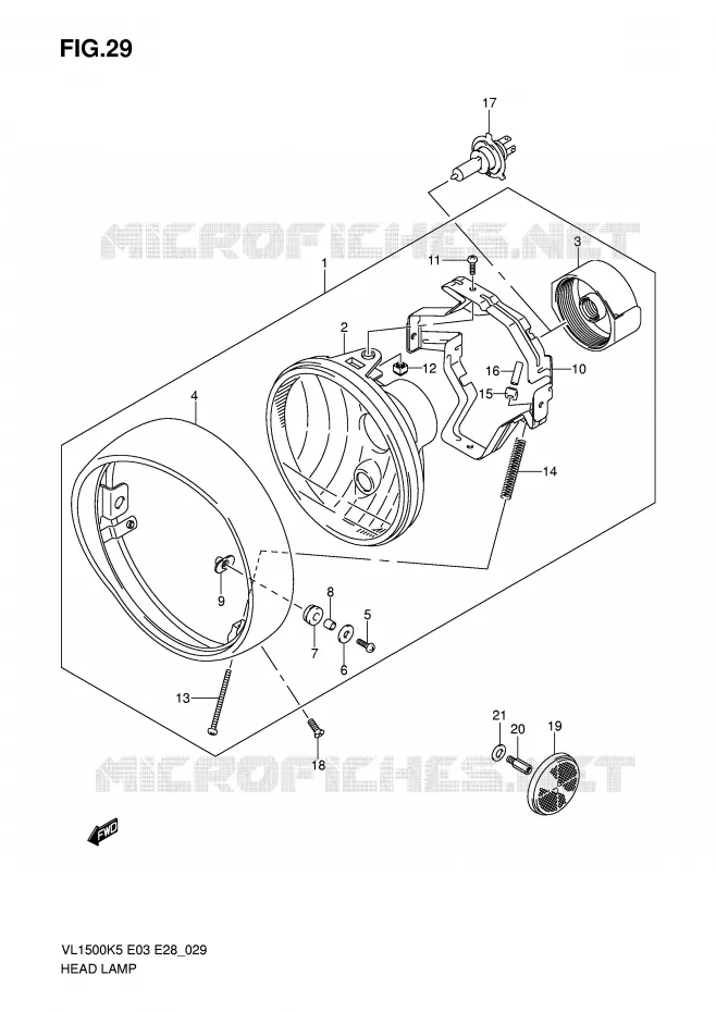 KOPLAMP Suzuki MOTO 1500 BOULEVARD 2005  VL1500K5(E3/E28)