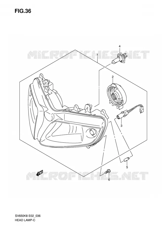 KOPLAMP (VOIR NOTE) Suzuki MOTO 650 SV 2008  SV650AK8(E2)