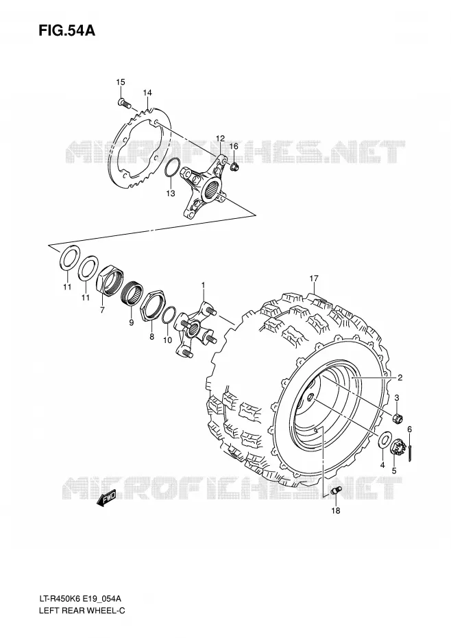 LINKERHAND ACHTERWIEL (MODEL K8/K9/L0) Suzuki QUAD 450 QUADRACER 2006  LT-R450K6(E19)