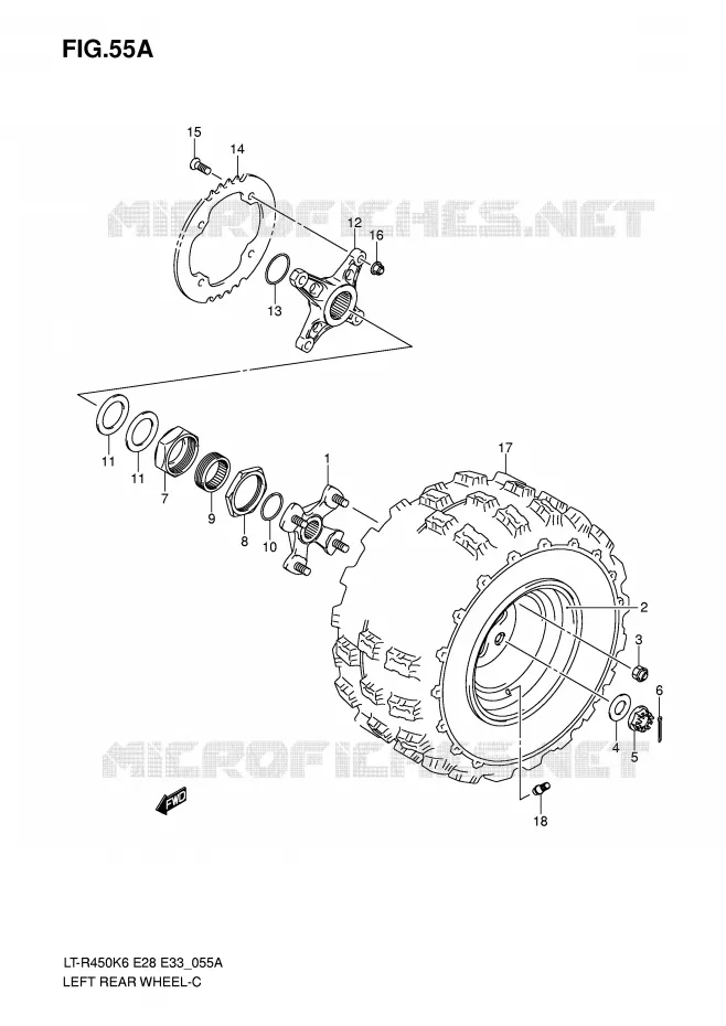 LINKERHAND ACHTERWIEL (MODEL K8/K9/L0) Suzuki QUAD 450 QUADRACER 2009  LT-R450K9(E28/E33)