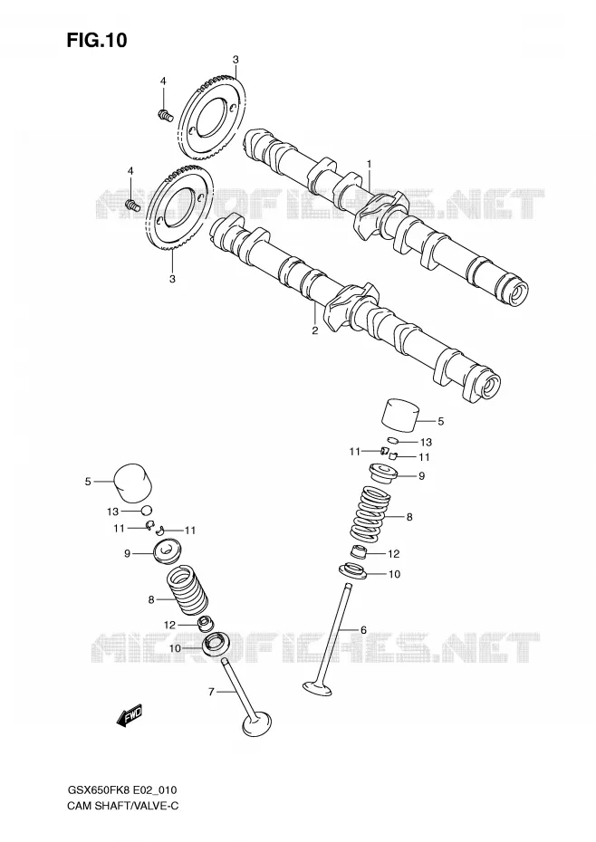 NOKKENAS - VALVES Suzuki MOTO 650 GSX-F 2010  GSX650FAL0(E2)