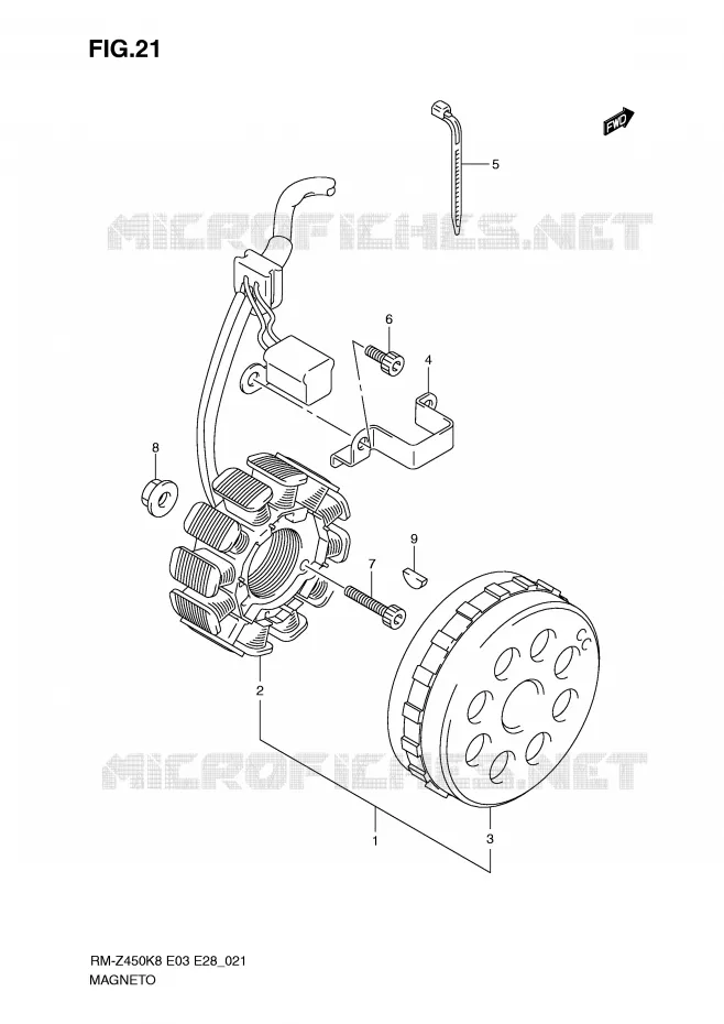 ONTSTEKING (RM-Z450K8/K9) Suzuki MOTO 450 RM-Z 2009  RM-Z450K9(E3/E28)