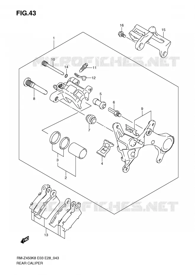REAR CALIPER (RM-Z450K8/K9/L0) Suzuki MOTO 450 RM-Z 2011  RM-Z450L1(E3/E28)