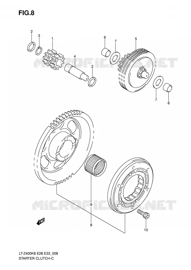 STARTMOTOR CLUTCH Suzuki QUAD 400 QUADSPORT 2008  LT-Z400ZK8(E28/E33)