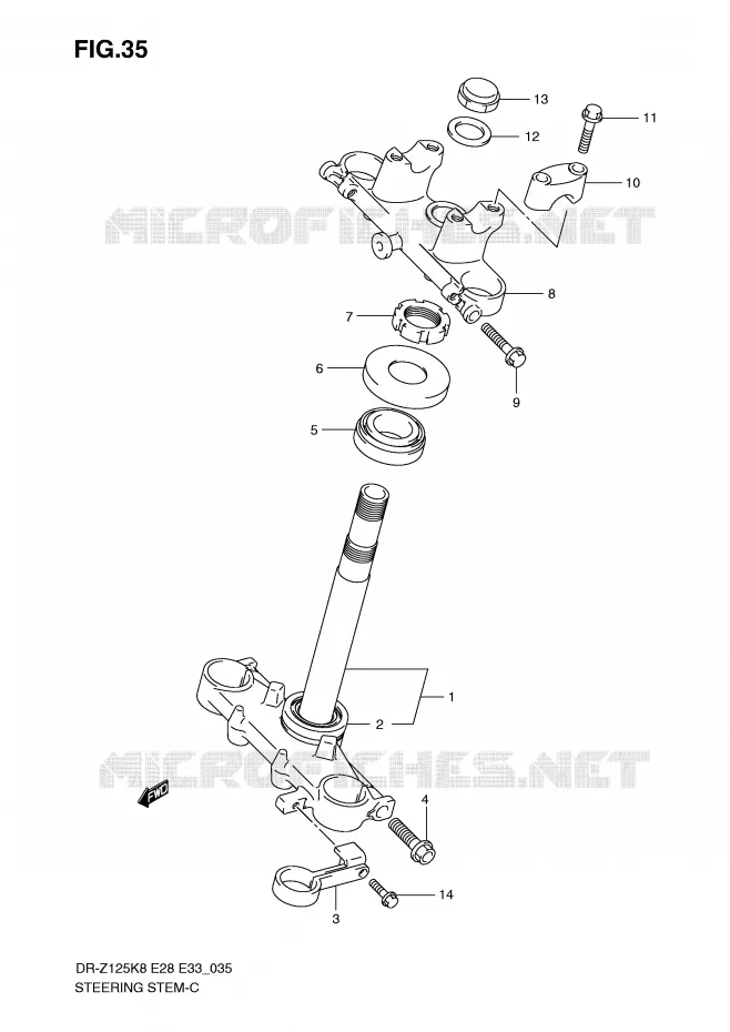 STUURKOLOM (E33) Suzuki MOTO 125 DR-Z 2010  DR-Z125L0(E28/E33)