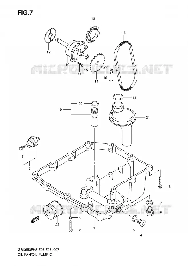 SUMP - OLIEPOMP  Suzuki MOTO 650 GSX-F 2009  GSX650FK9(E3/E28)