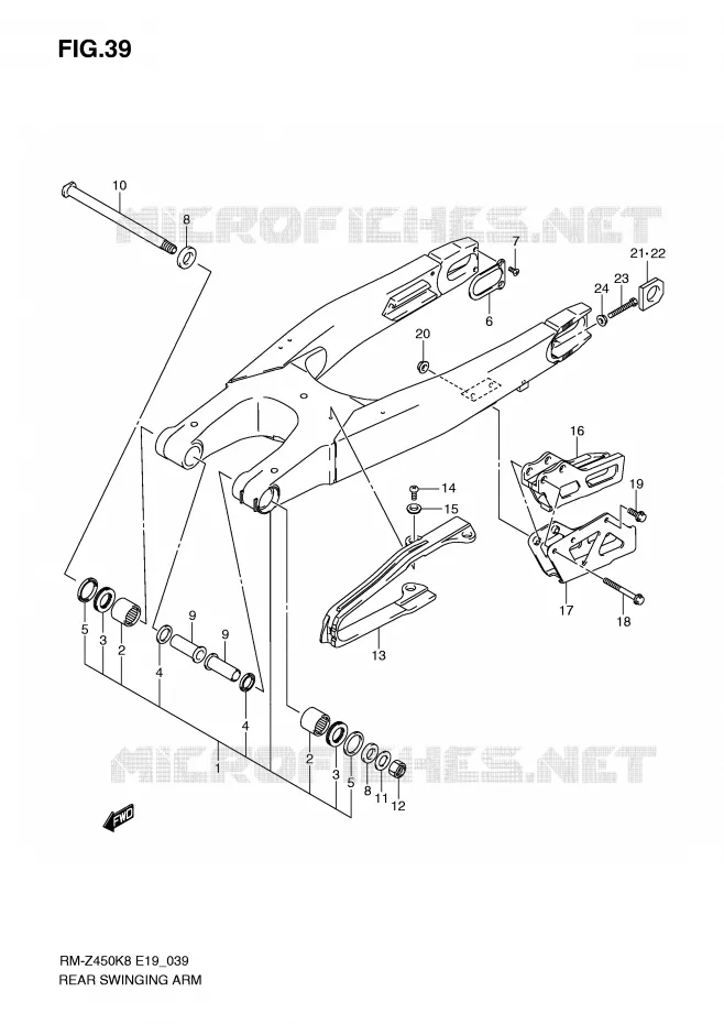 SWINGARM (RM-Z450K8/K9) Suzuki MOTO 450 RM-Z 2011  RM-Z450L1(E19)