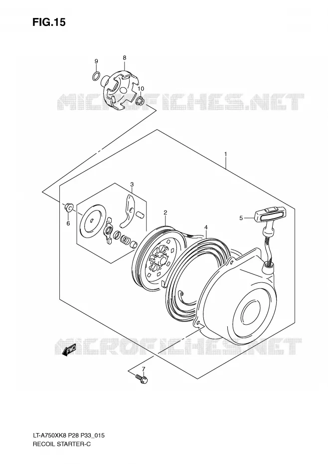TERUGLOOPSTARTER (MODEL K8/K9) Suzuki QUAD 750 KINGQUAD 2008  LT-A750XZK8(P28/P33)