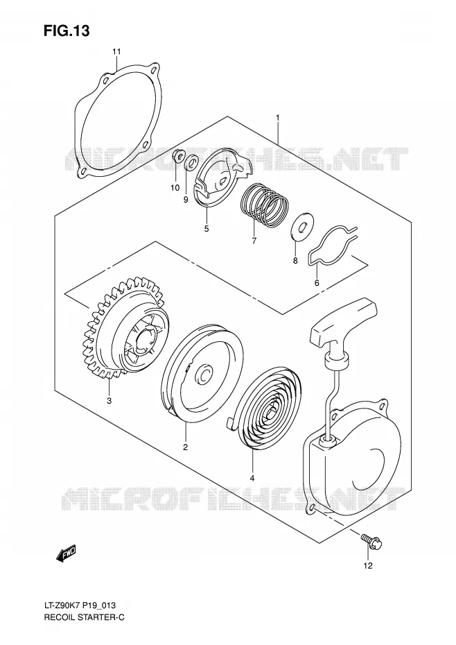 TERUGLOOPSTARTER Suzuki QUAD 90 QUADSPORT 2008  LT-Z90K8(P19)