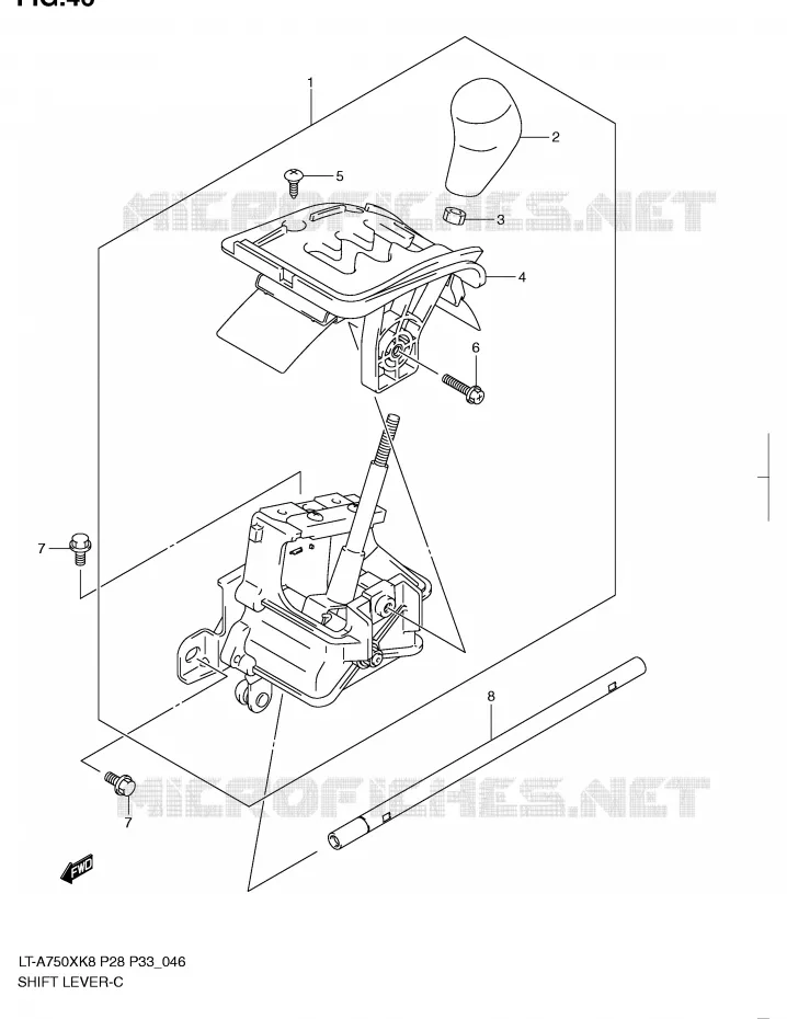 VERSNELLINGSPOOK (MODEL K8/K9) Suzuki QUAD 750 KINGQUAD 2009  LT-A750XZK9(P28/P33)