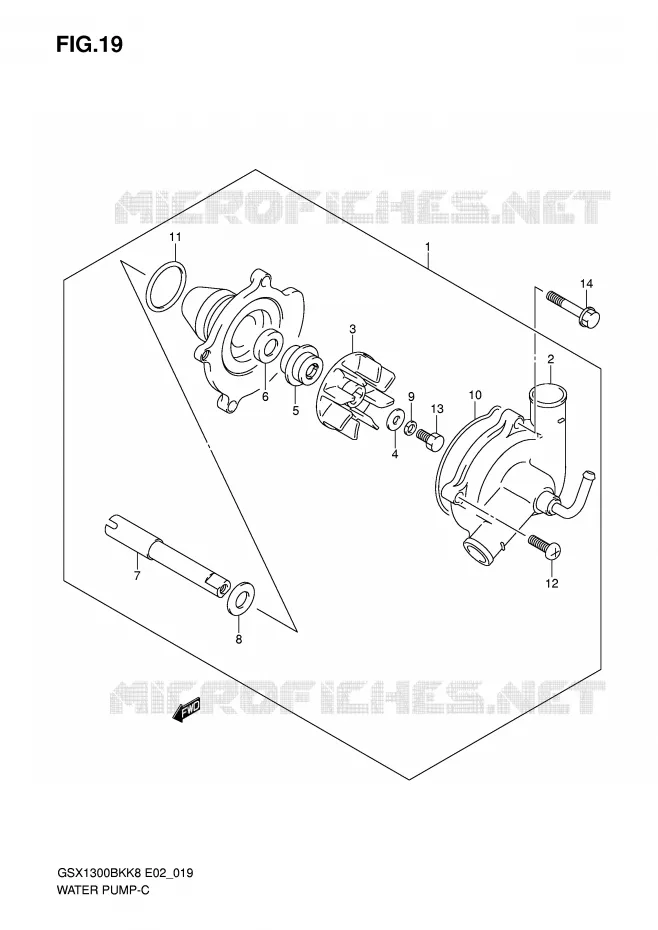 WATERPOMP Suzuki MOTO 1300 B-KING 2011  GSX1300BKAU2K8(E2)