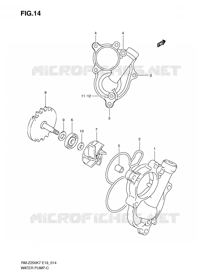 WATERPOMP Suzuki MOTO 250 RM-Z 2009  RM-Z250K9(E19)
