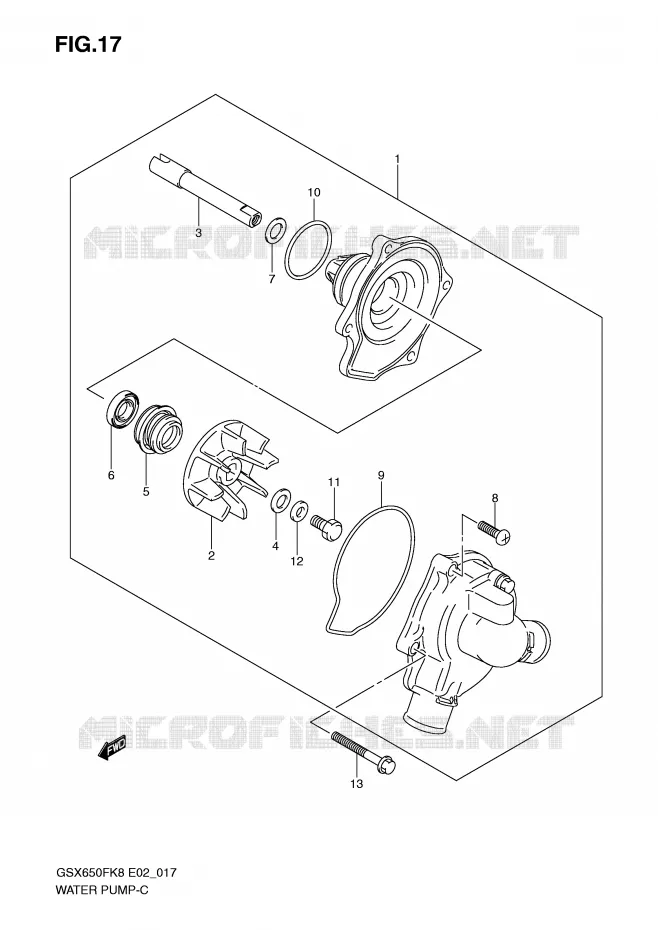 WATERPOMP Suzuki MOTO 650 GSX-F 2009  GSX650FUK9(E2)