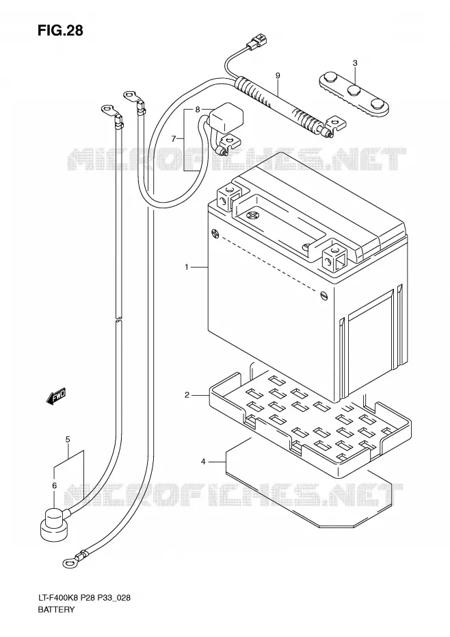 ACCU (MODEL K8/K9) Suzuki QUAD 400 KINGQUAD 2008  LT-F400K8(P28/P33)