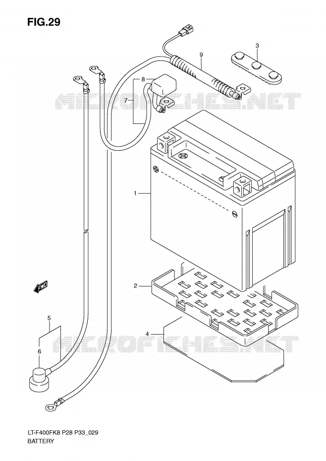 ACCU (MODEL K8/K9) Suzuki QUAD 400 KINGQUAD 2010  LT-F400FUL0(P28/P33)