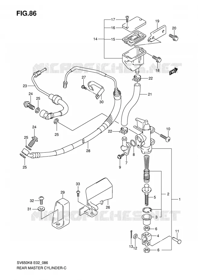 ACHTER hoofdremcilinder (SEE NOTE) Suzuki MOTO 650 SV 2009  SV650K9(E2)