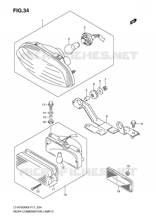 ACHTERLICHT (P17) Suzuki QUAD 750 KINGQUAD 2009  LT-A750XZK9(P17)
