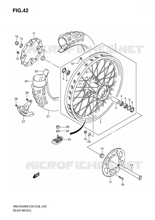 ACHTERWIEL (RM-Z450K8/K9/L0) Suzuki MOTO 450 RM-Z 2009  RM-Z450K9(E3/E28)
