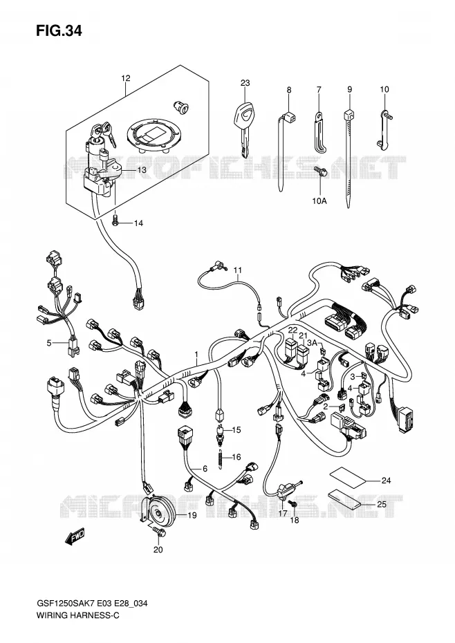 BEDRADING (GSF1250SAK7/SAK8/SAK9) Suzuki MOTO 1250 BANDIT-S 2007  GSF1250SAK7(E3/E28)
