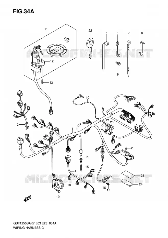BEDRADING (GSF1250SK7/SK8/SK9) Suzuki MOTO 1250 BANDIT-S 2007  GSF1250SK7(E3/E28)