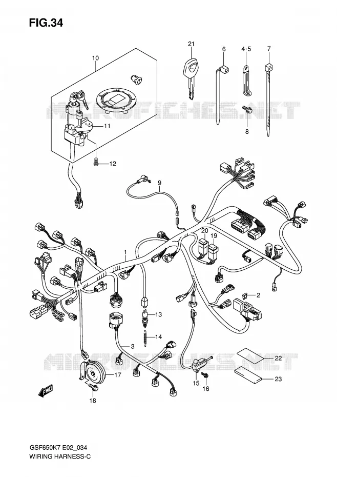 BEDRADING (GSF650K7/K8/UK7/UK8) Suzuki MOTO 650 BANDIT 2007  GSF650SUAK7(E19)